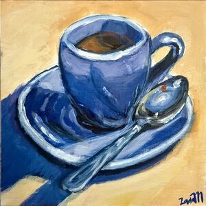 Blue Coffee Cup Art Painting